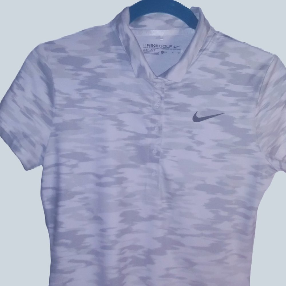 Womens NIKE GOLF Dri-Fit polo grey/white camo sz small